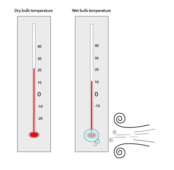 wet and dry bulb thermometer diagram