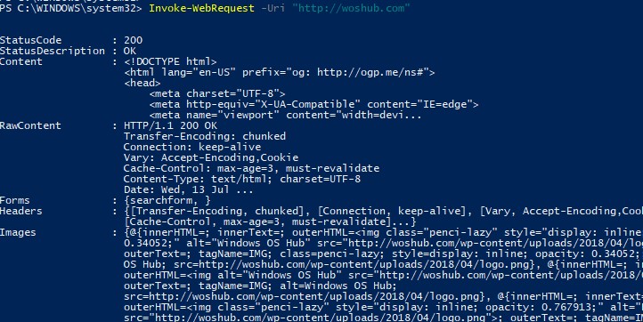 powershell invoke-webrequest