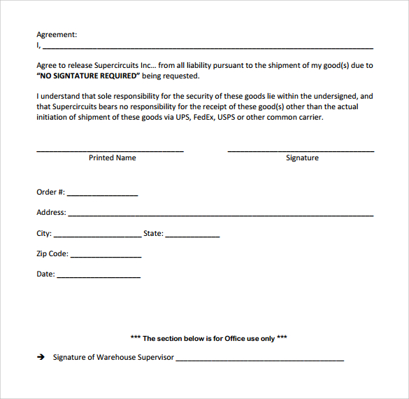 ups delivery signature release form