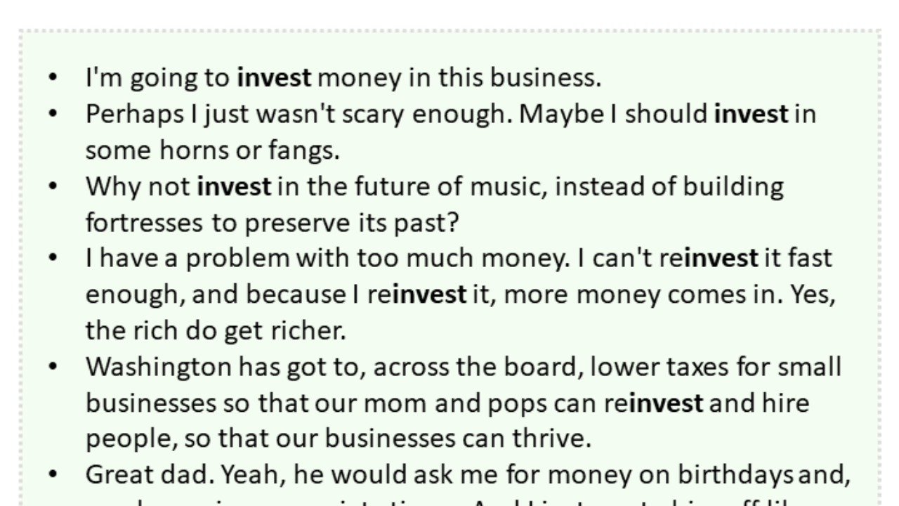 use investment in a sentence