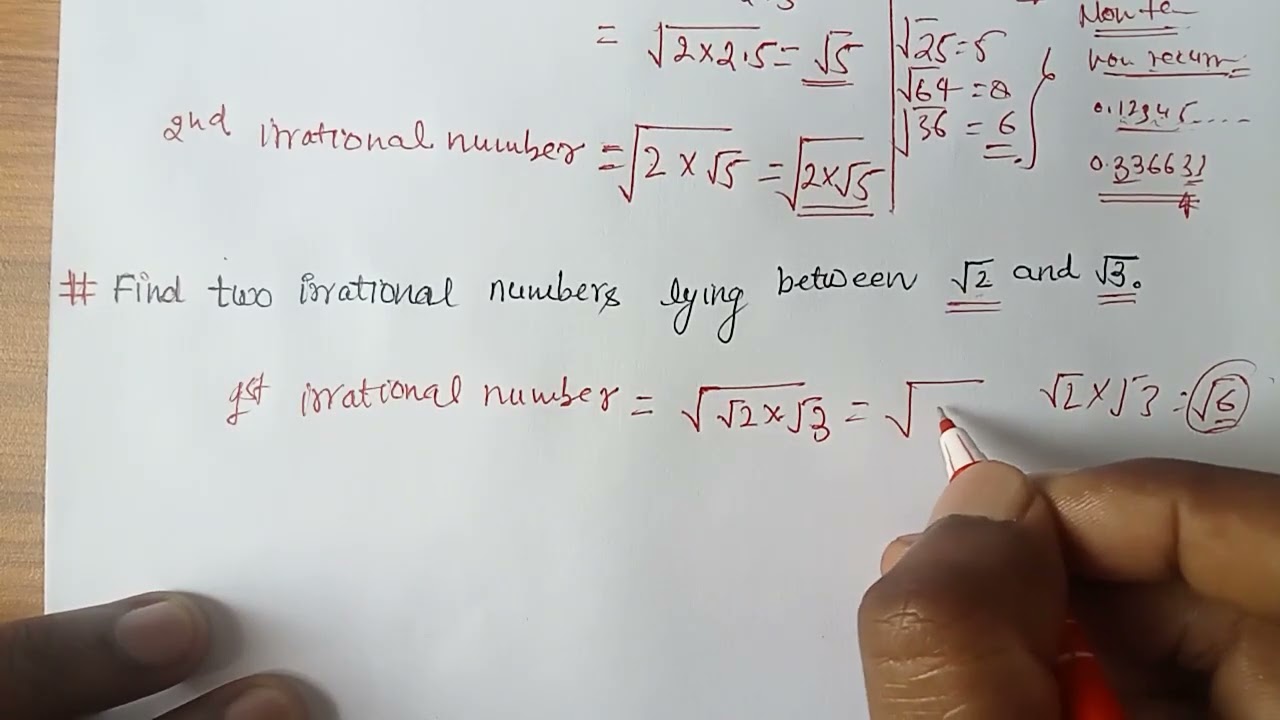 find two irrational numbers between 2 and 2.5