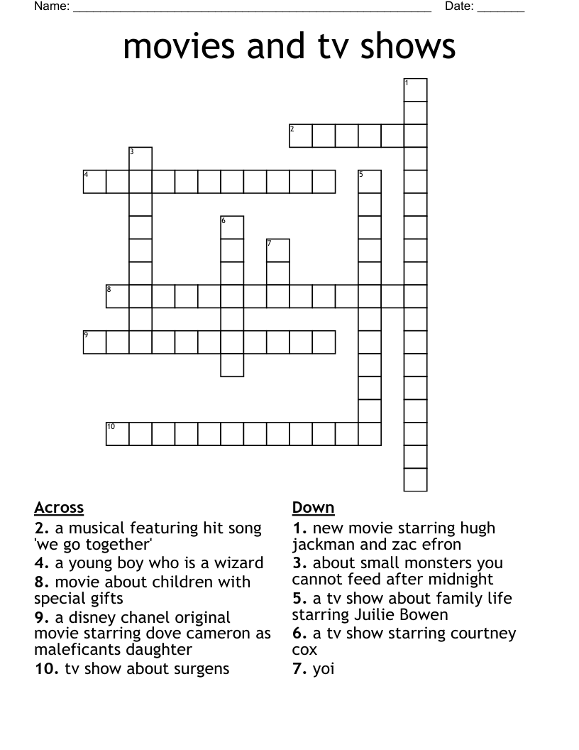 movies crossword clue