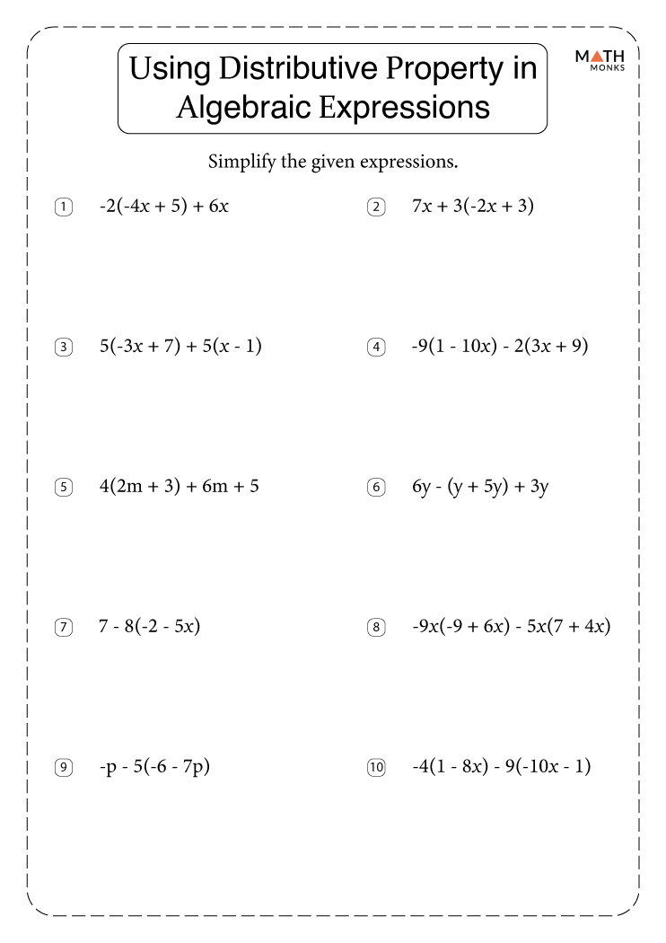 worksheet distributive property