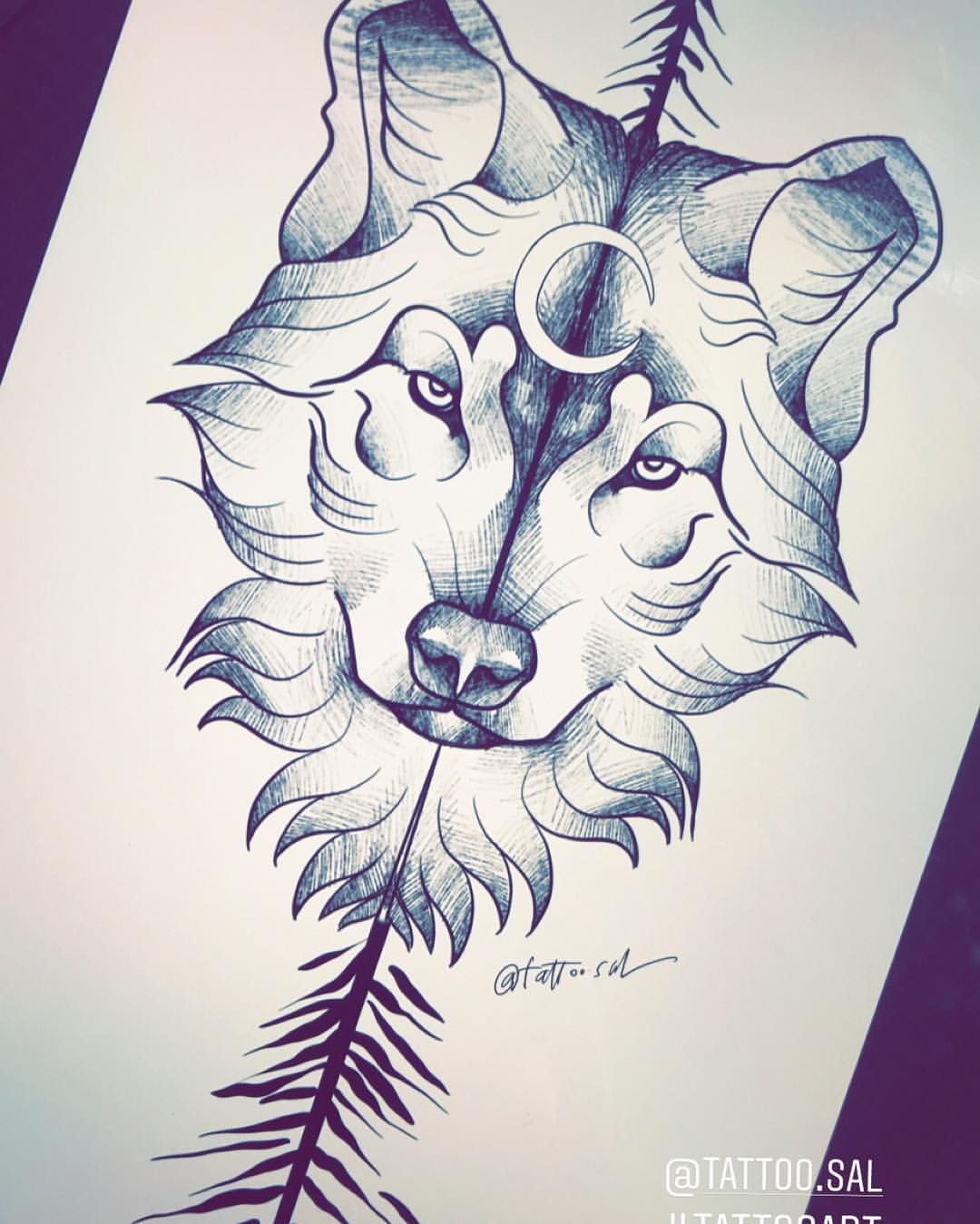 drawing wolf tattoo