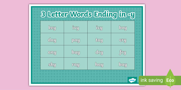 three letter words ending with y