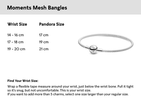 pandora bracelet size chart