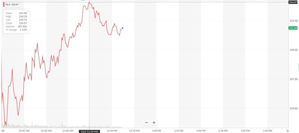 tsla premarket stock price