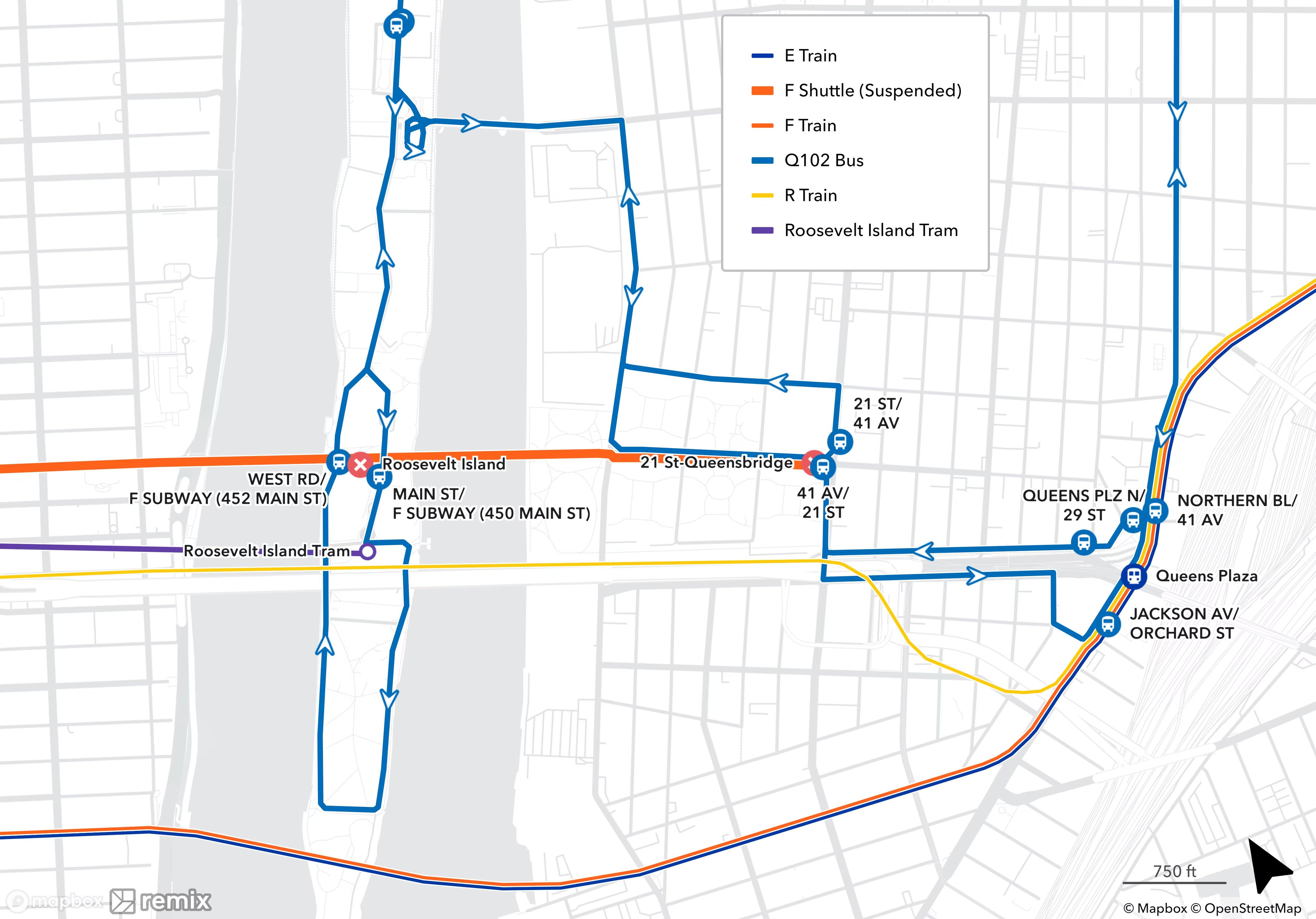 q102 bus route map