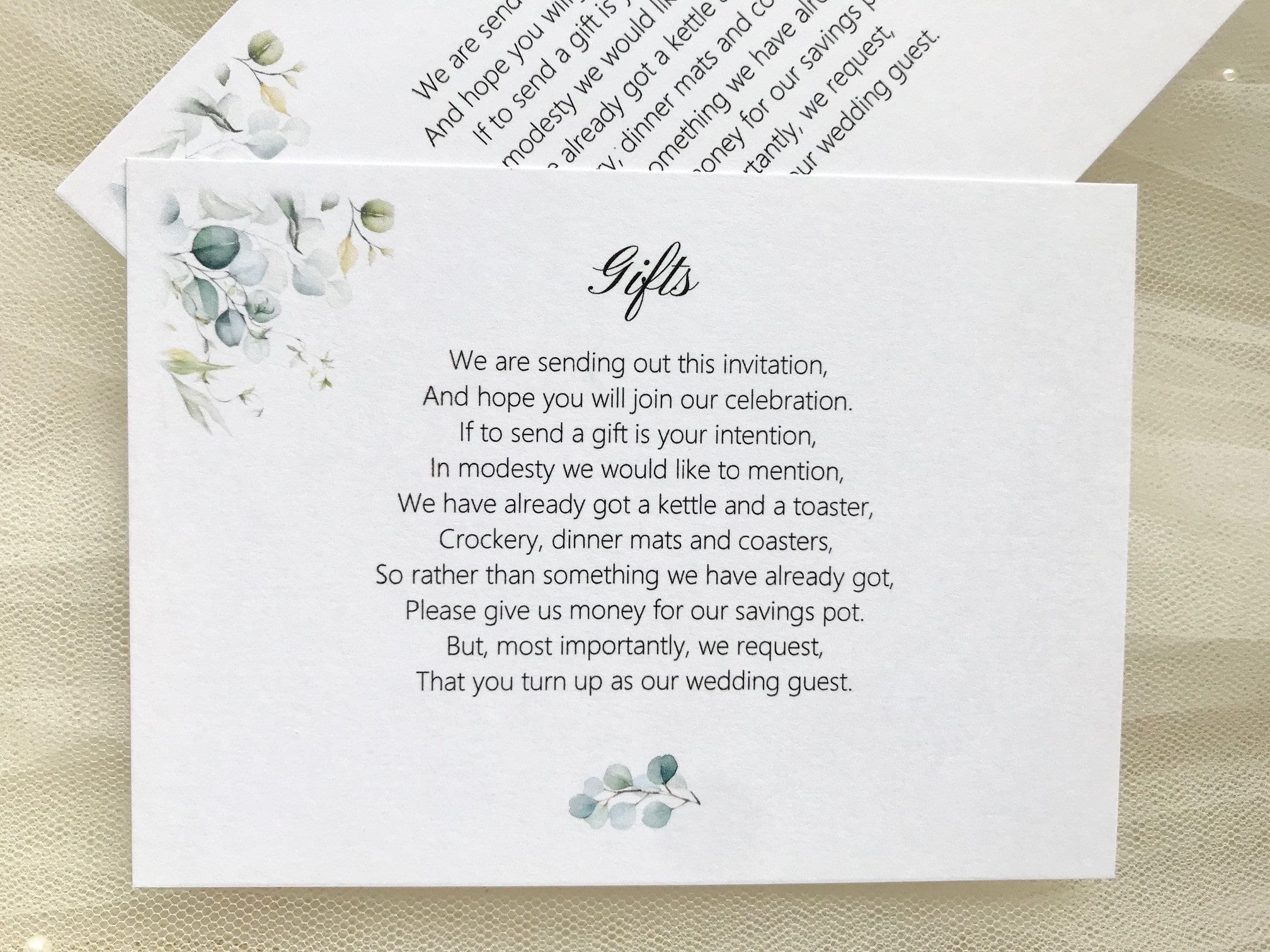 wedding gift poem money