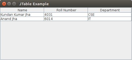 jtable java