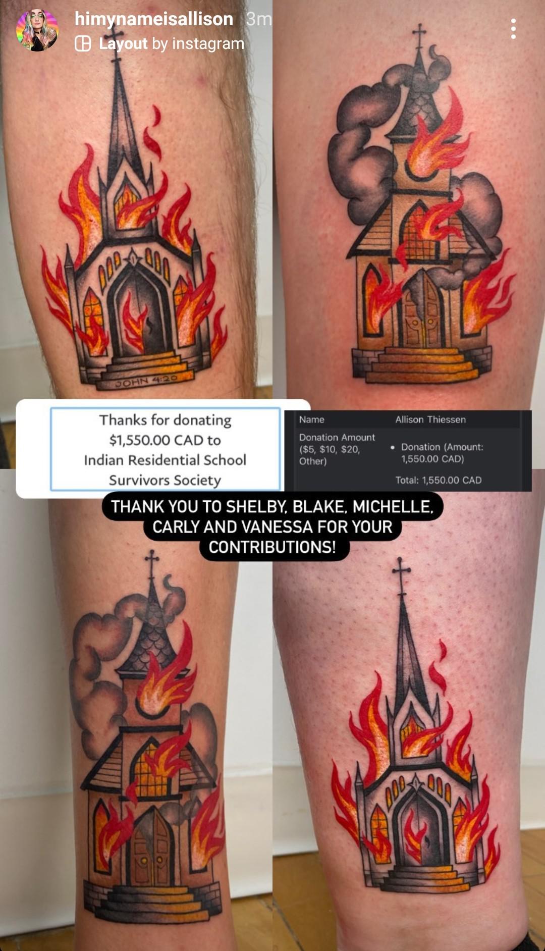 church burning tattoo