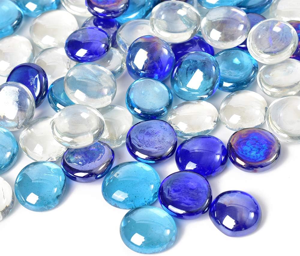 blue glass pebbles