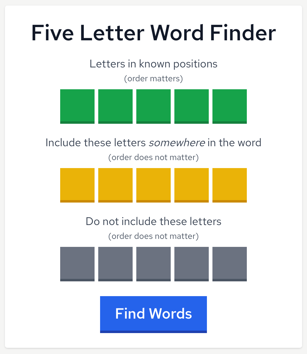 word finder x 5 letters