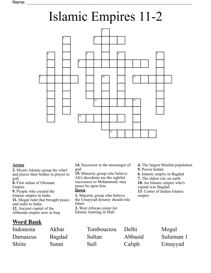 muslim ruler crossword clue