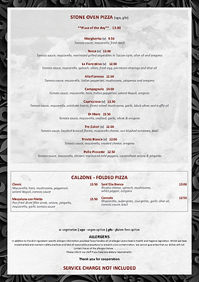 tosca pizza bar and grill menu