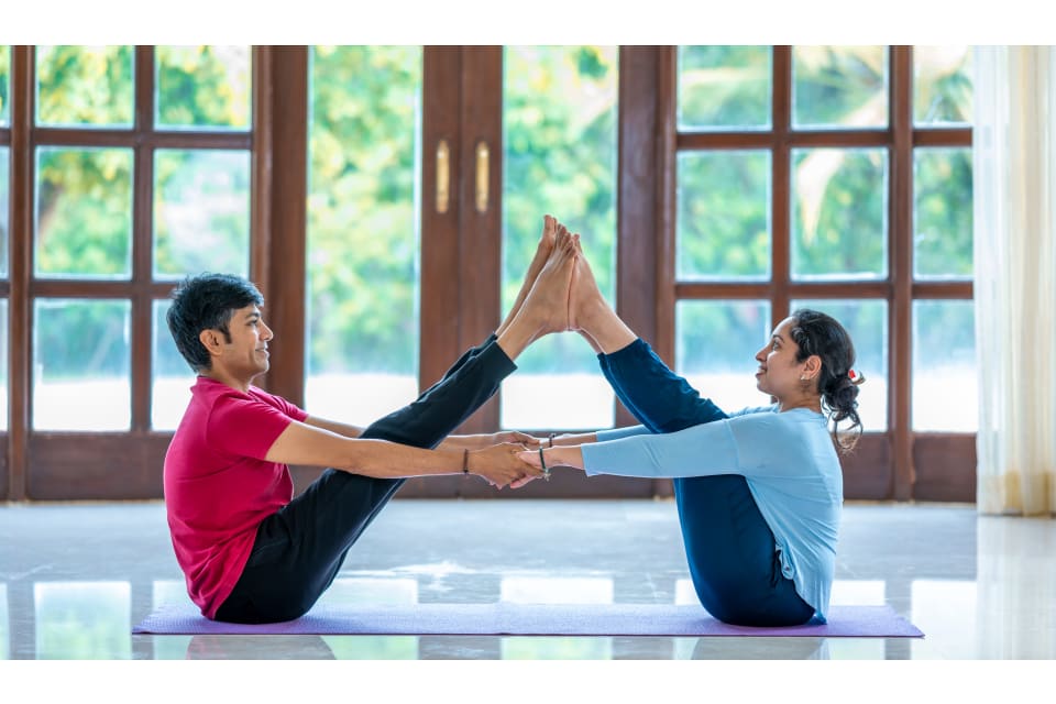 easy yoga poses for 2 people