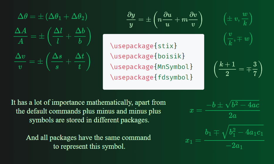 latex plus or minus sign