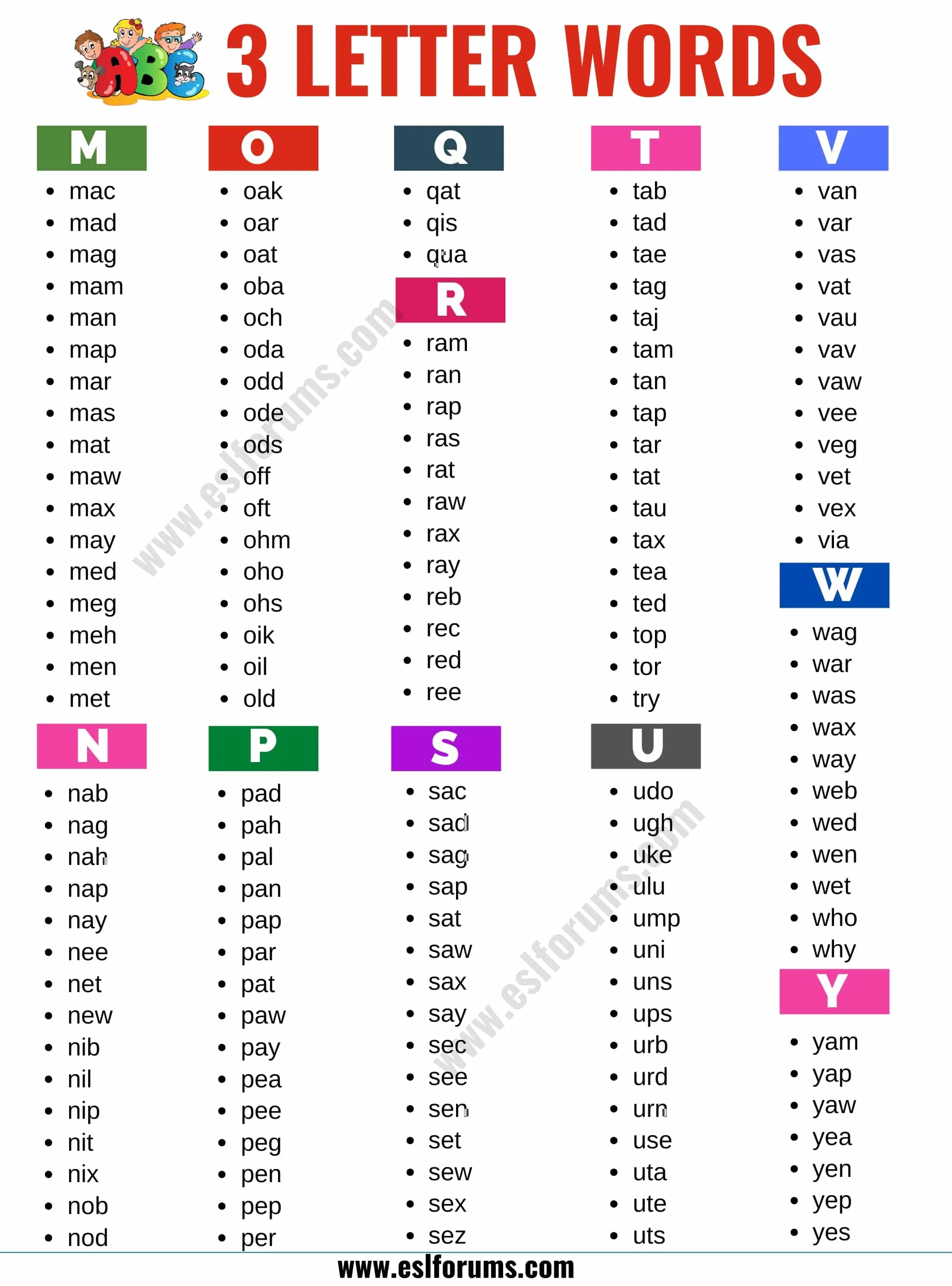 3 letter words with x and q