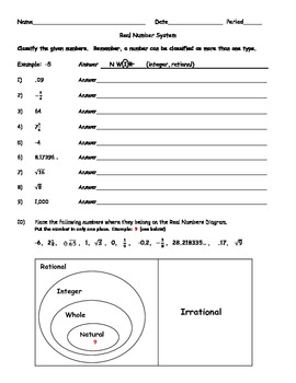 classifying real numbers worksheet answer key