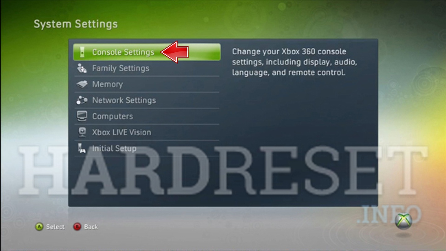 factory reset for xbox 360