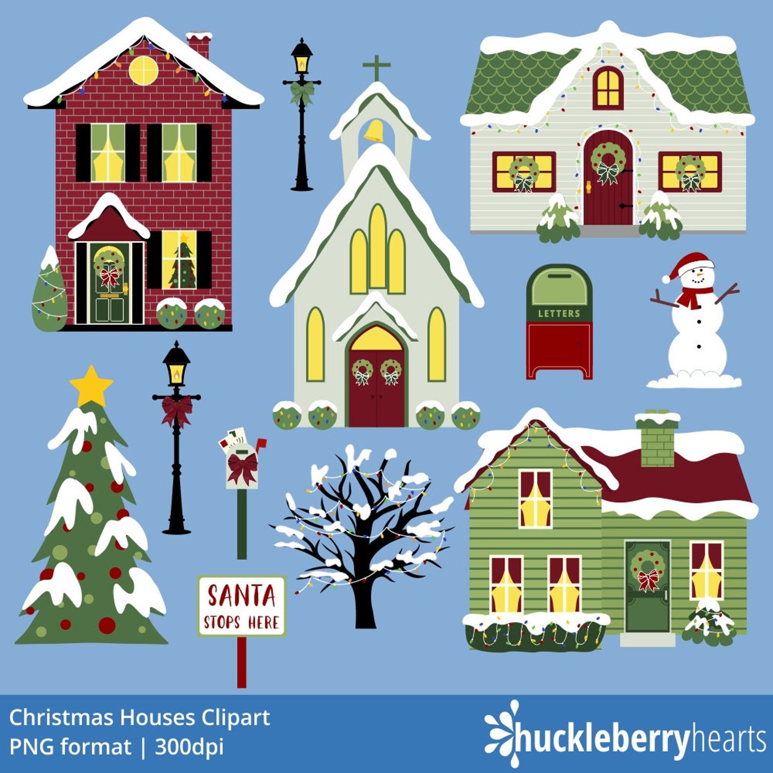 christmas village houses drawing