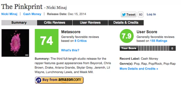 nicki minaj metacritic