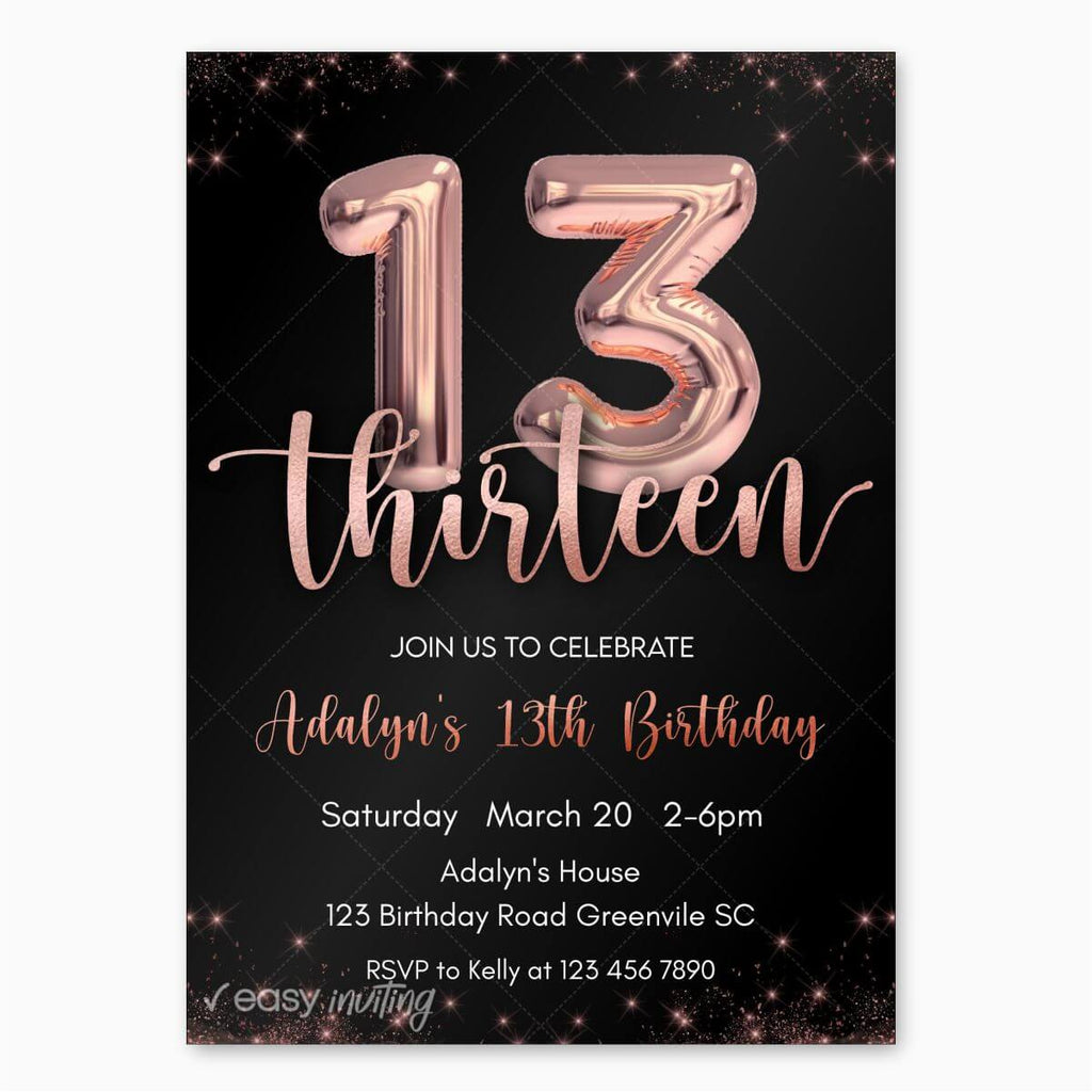 13th birthday invites