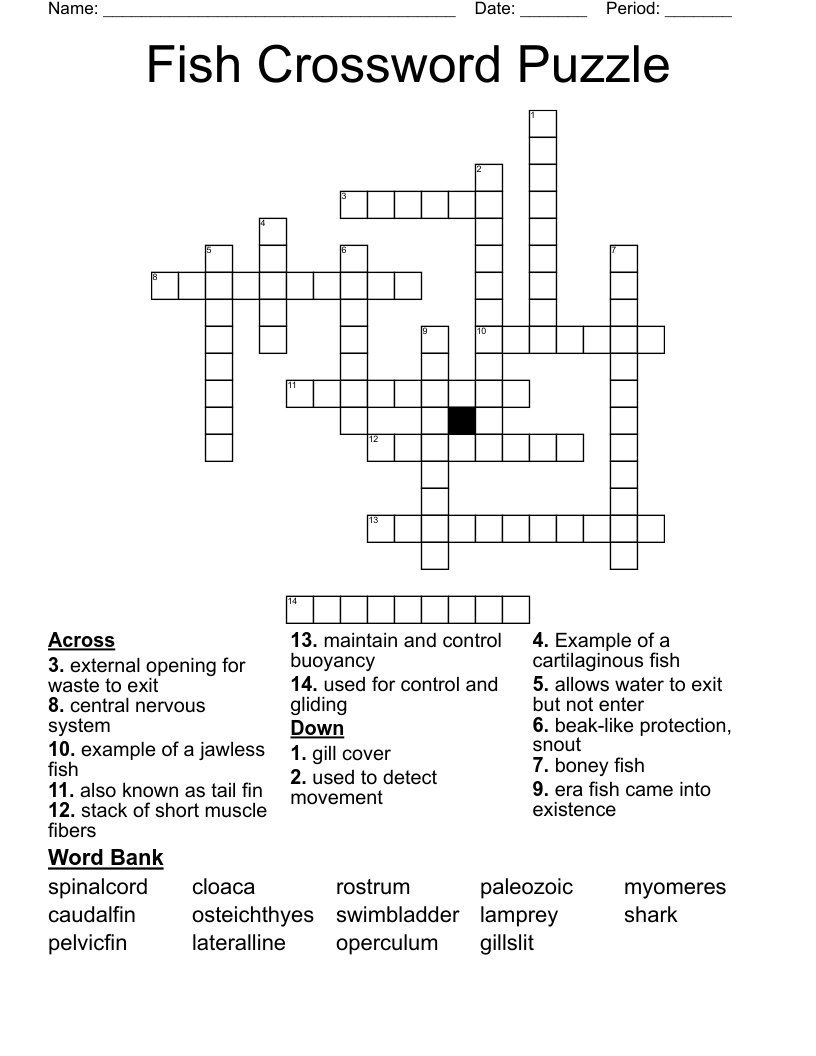 freshwater fish crossword puzzle