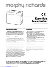 morphy richards breadmaker instructions