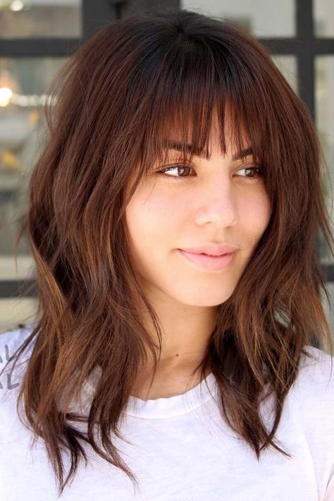 layered bangs medium length hair