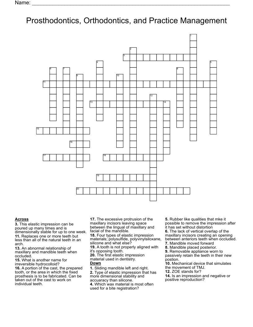 dental appliance crossword clue