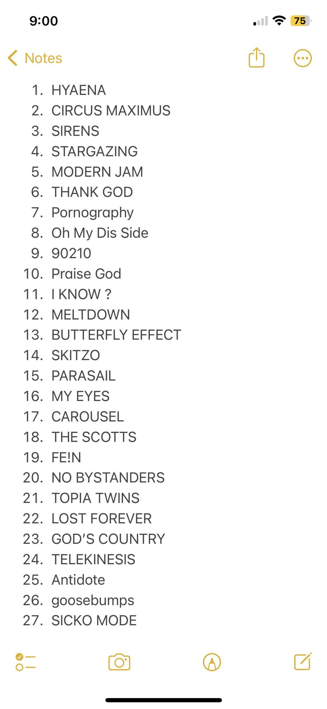 travis scott utopia setlist