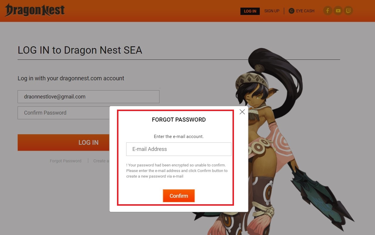 dragon nest account sign up