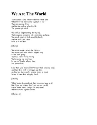 we are the world lyrics