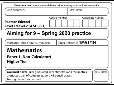 aiming for 9 spring 2020 practice paper