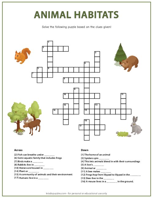 animal house crossword clue