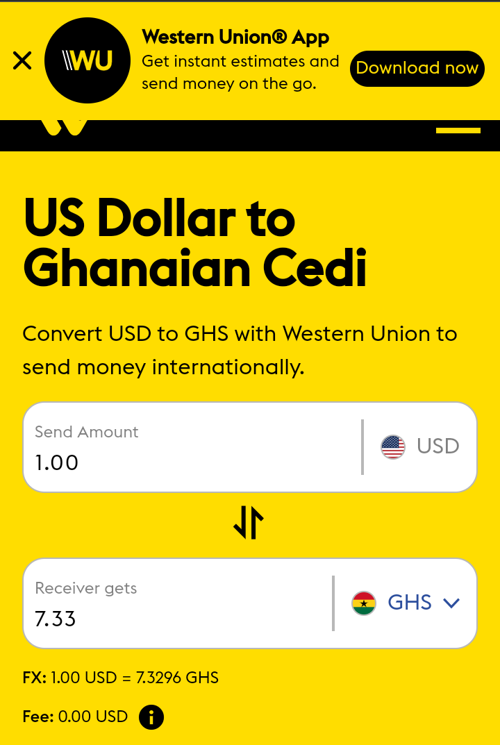 western union dollar exchange rate