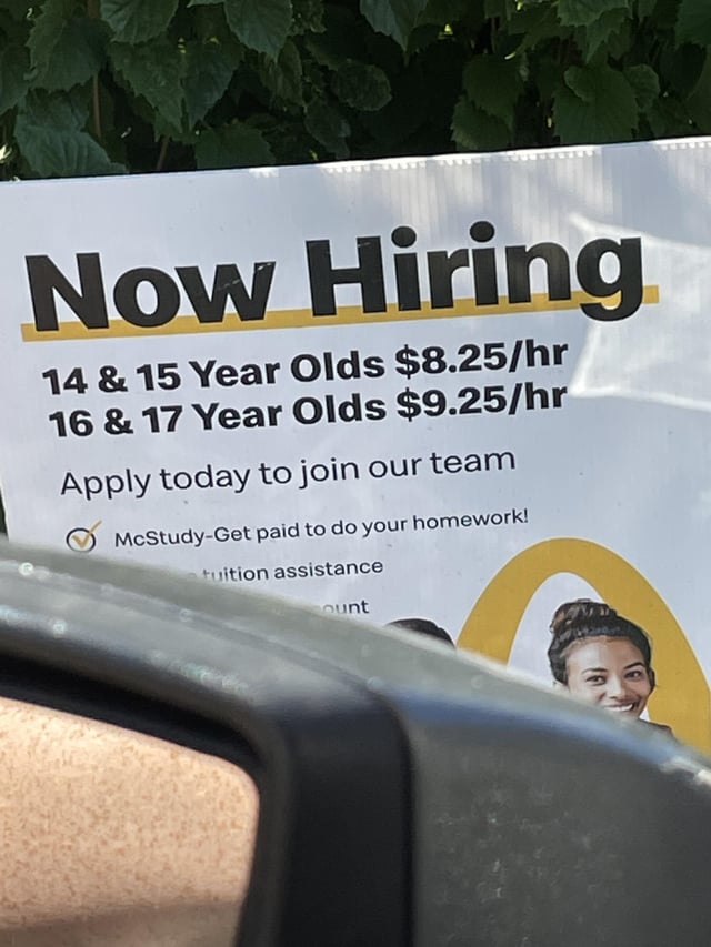 does mcdonalds hire at 14