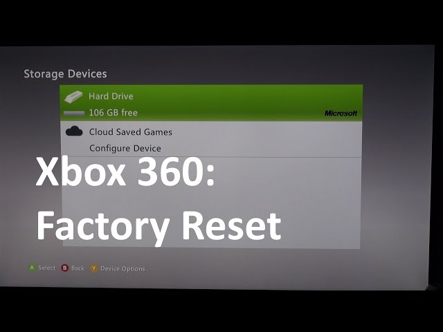 restore factory settings xbox 360