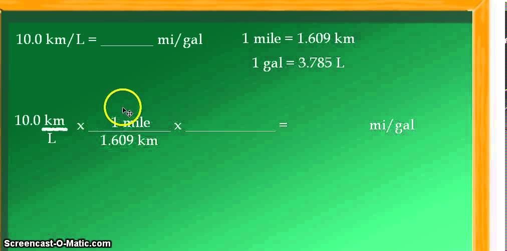 convert mpg to km liter