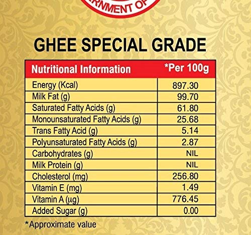 ghee calories 100g