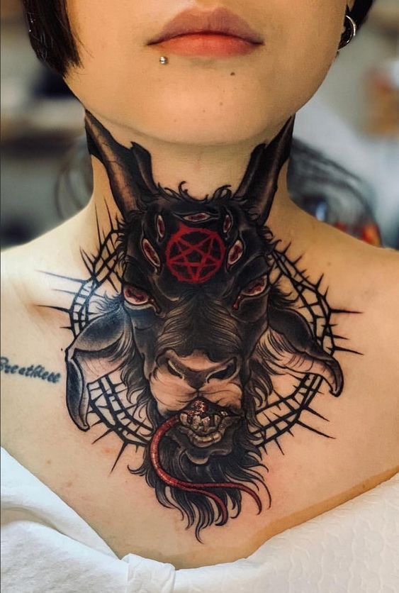 devil neck tattoo
