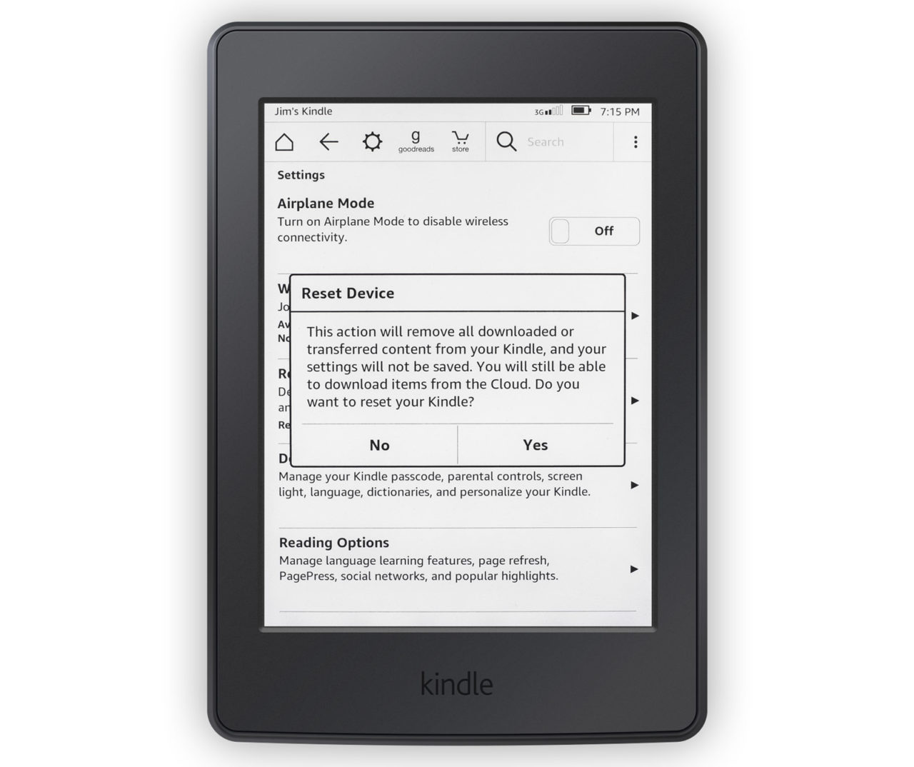 how to reset a kindle to factory settings