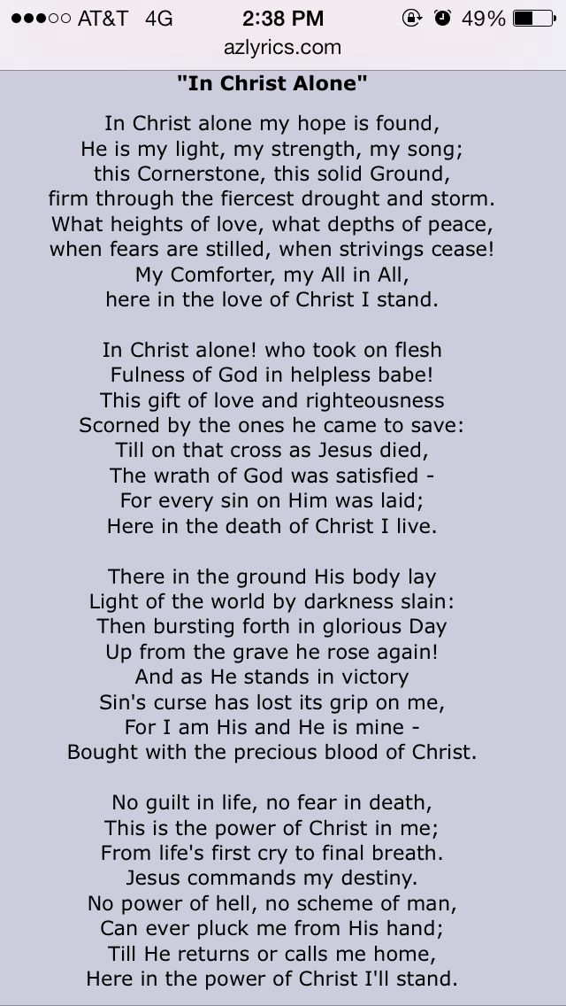 lyrics for in christ alone