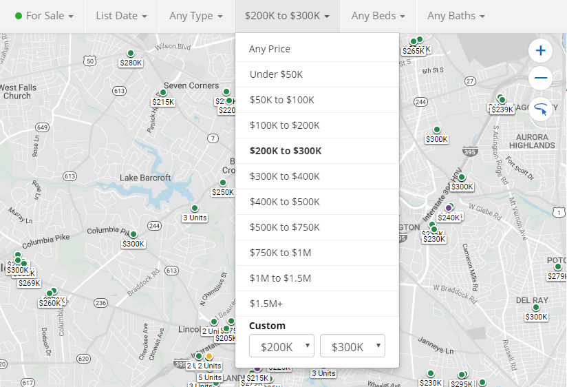 homes for sale map