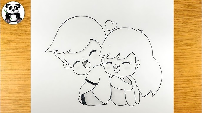 drawing of a cute couple