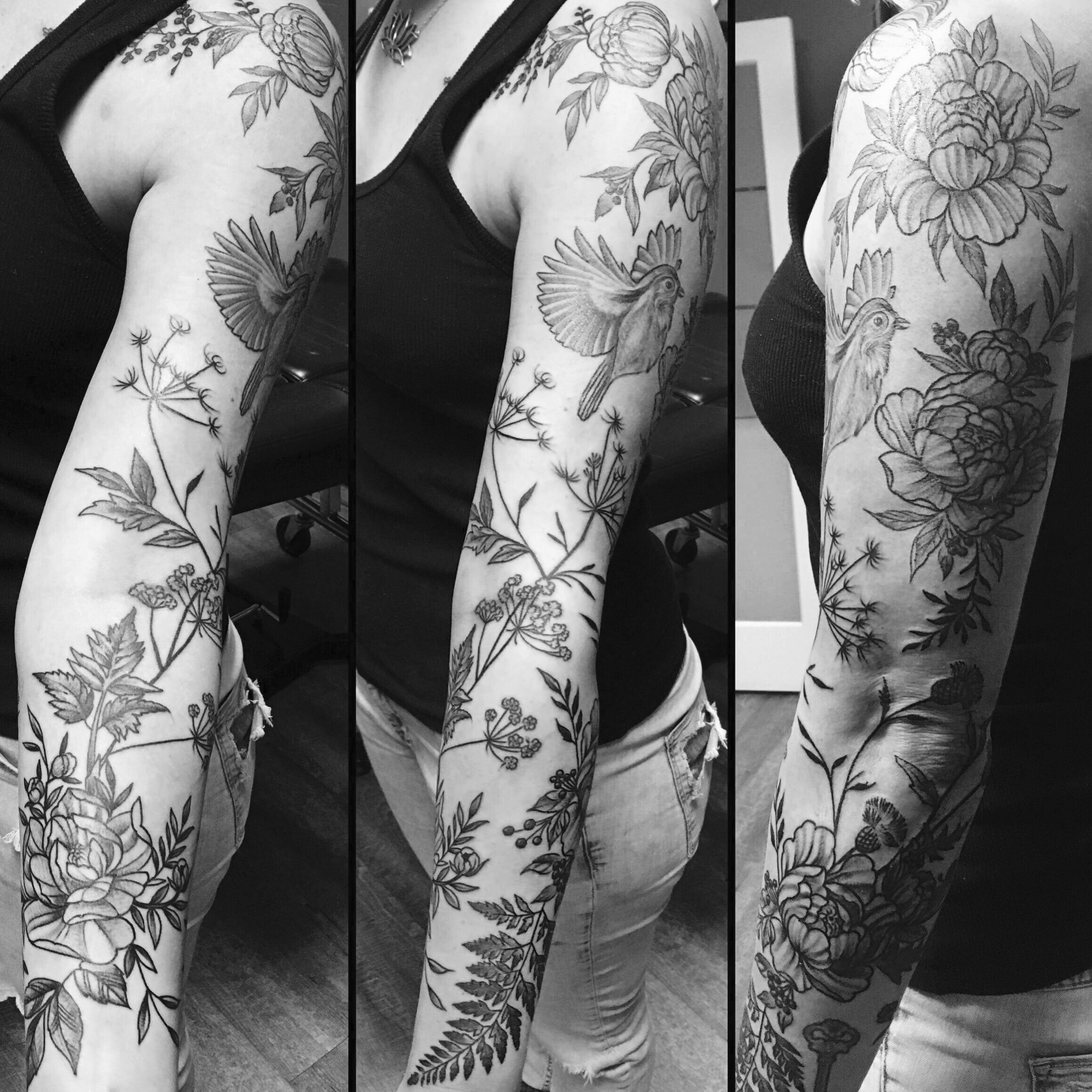 botanical tattoo sleeve