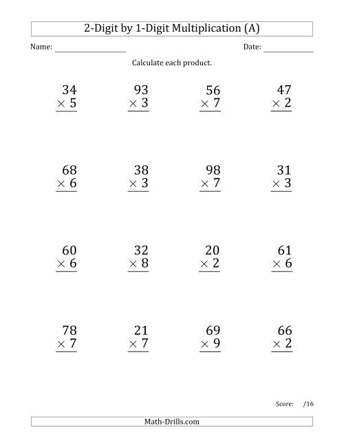 2 digit multiplication worksheets