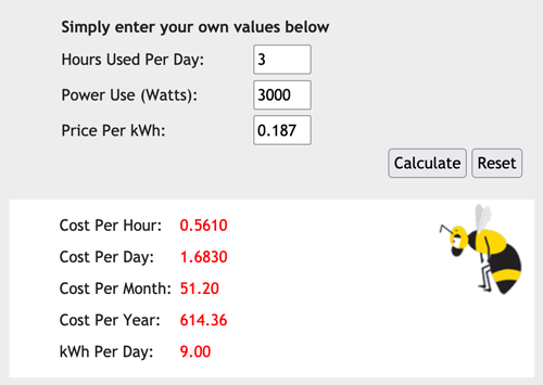 2000 watt heater cost per hour uk 2022