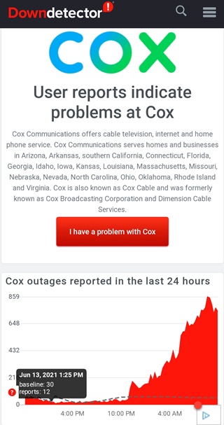 is cox cable down